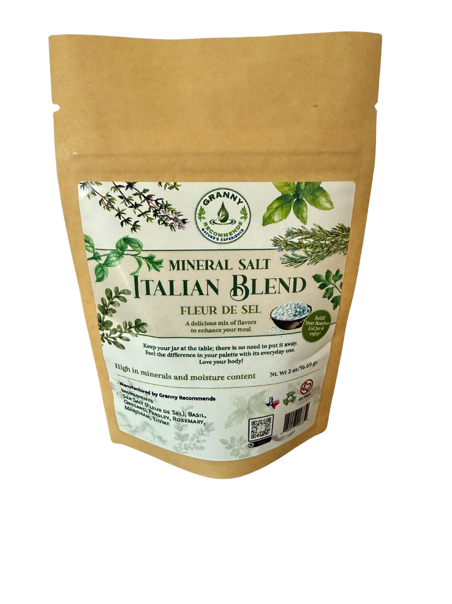 Fleur de Sel, Italian Blend, Jar Refill