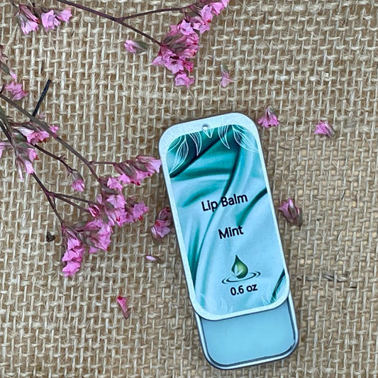 Mint Lip Balm Natural Shea Butter & Lanolin Hydration in a Tin