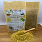 A Kraft Paper pouch with Fleur de Sel Curry Blend spices. 