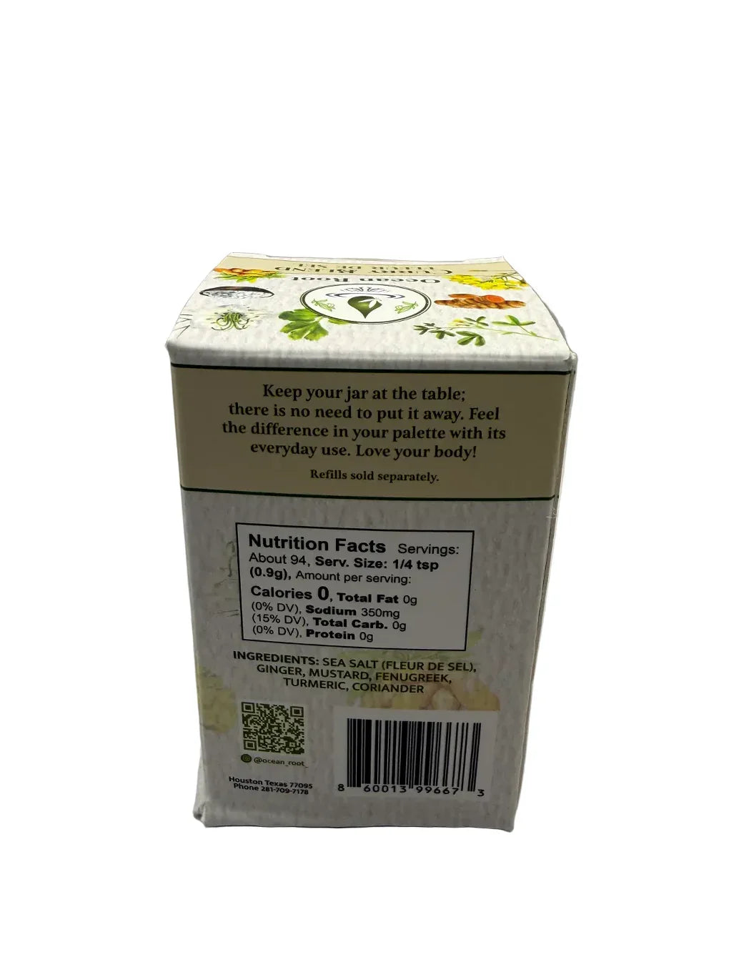 Curry spice blend box nutrition facts, ingredients, and serving size label