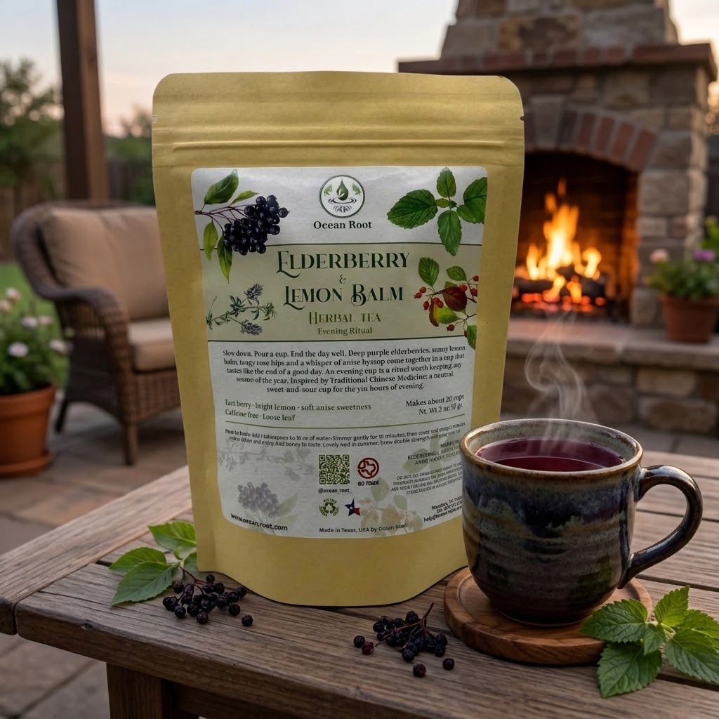 Elderberry & Lemon Balm Herbal Tea Blend, Evening Ritual