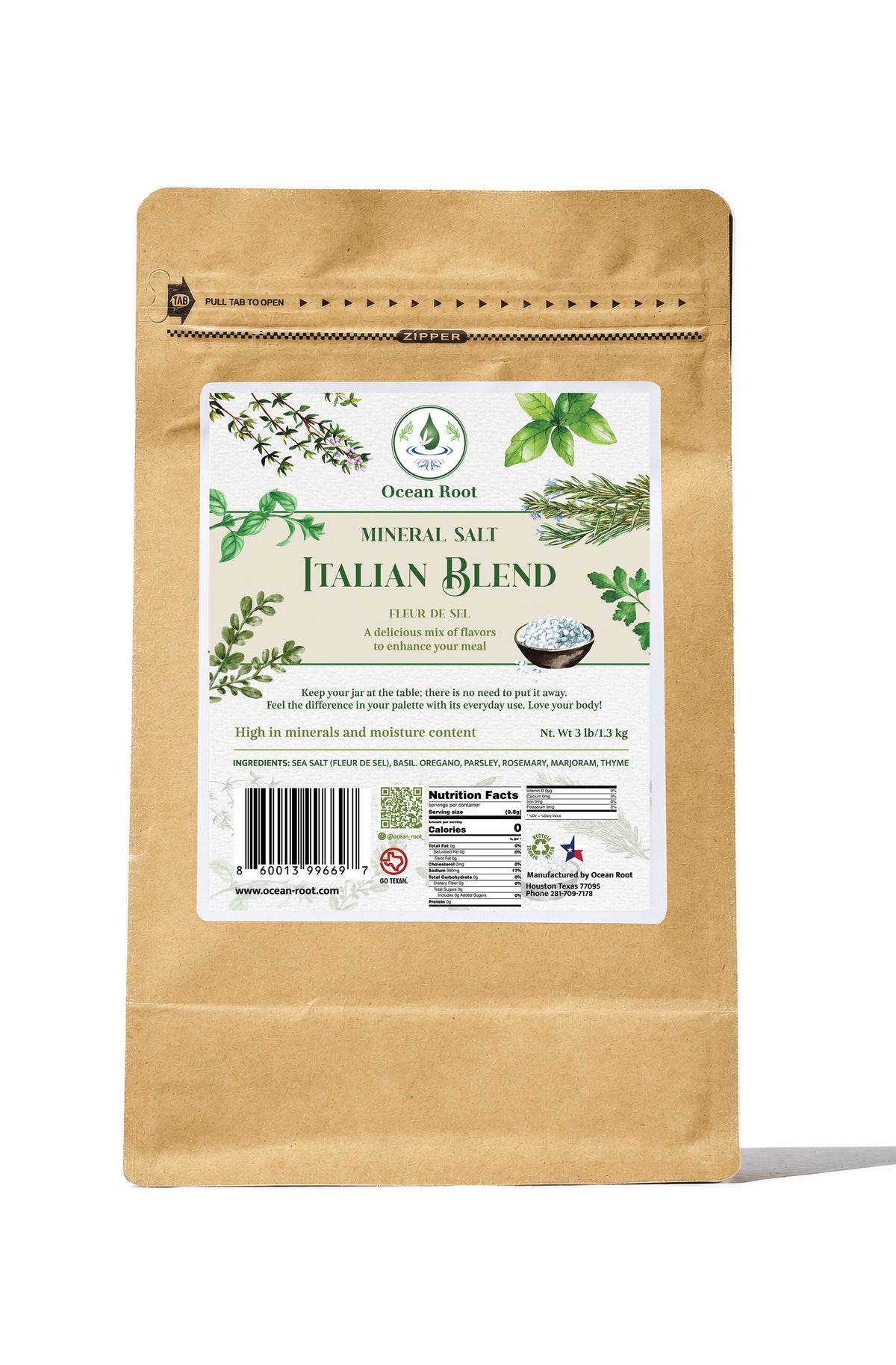 Kraft Bag Italian Fleur de Sel Blend 3lb