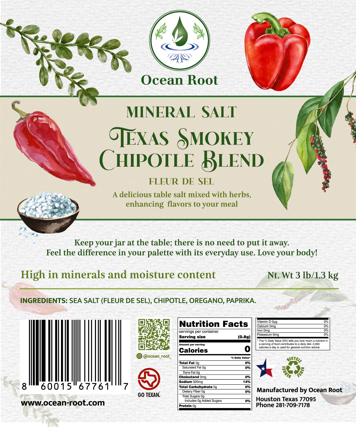 Texas Smokey Chipotle Fleur de Sel — 3lb Bulk Bag - Ocean Root